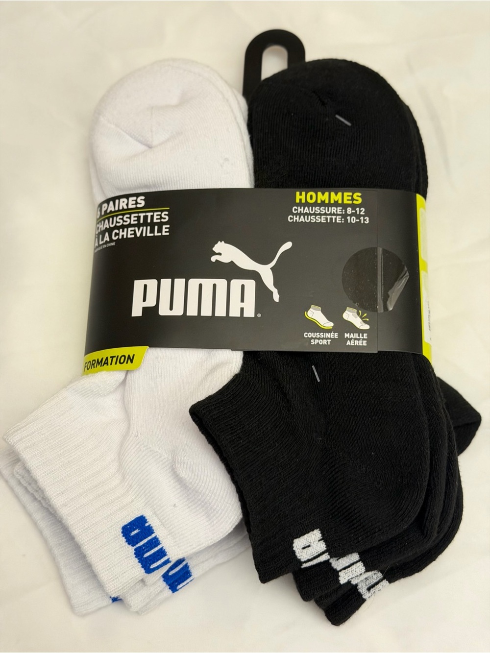 Puma Men’s Low-Cut Athletic Socks — Black & White